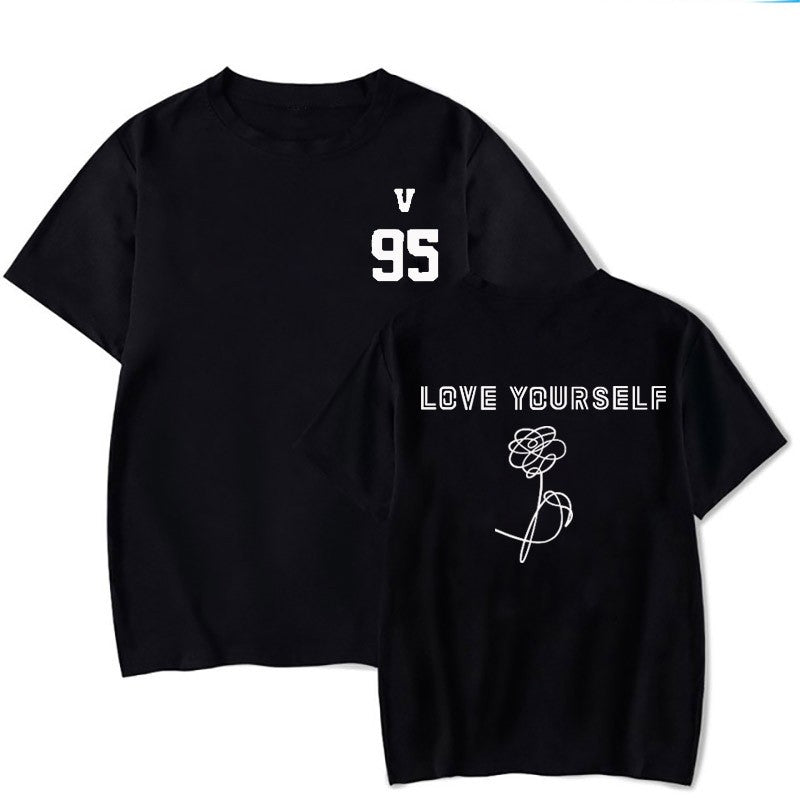 2025 Summer BTS LOVE YOURSELF Tear T-shirt Short-sleeved Casual Fan Top for Both Men and Women