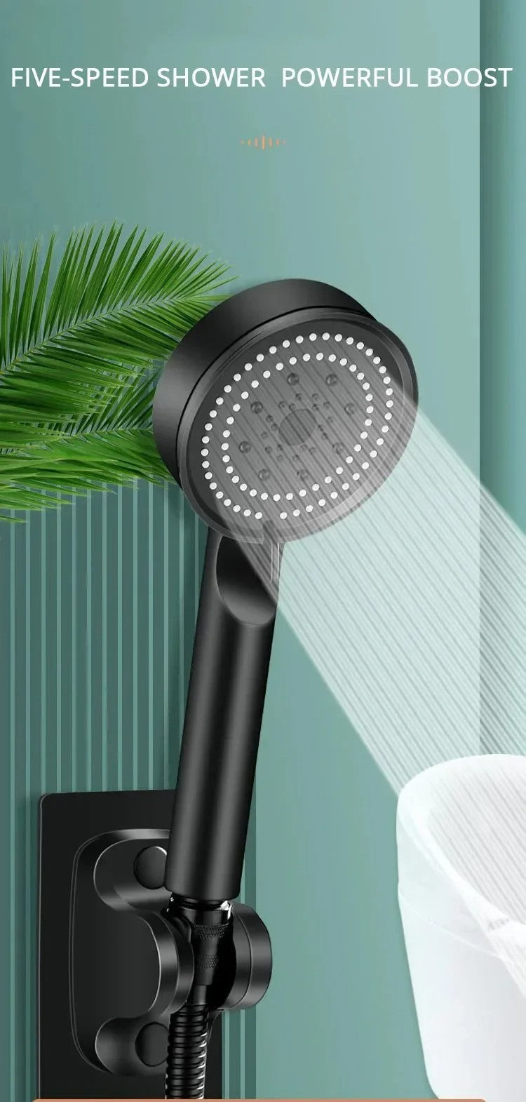Chuveiro com Bico Auxiliar 5 Modos Ajustável Doméstico de Alta Pressão para Massagem com Água Chuveiro de Mão Spray Acessórios para Banheiro