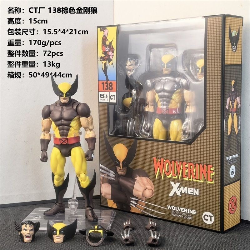 New CT Toys Mafex 96 Wolverine Boneco Marrom Quadrinhos X-Men Boneco de Ação Mafex 138 Shf Anime Estatueta Modelo Ko Brinquedo Presentes
