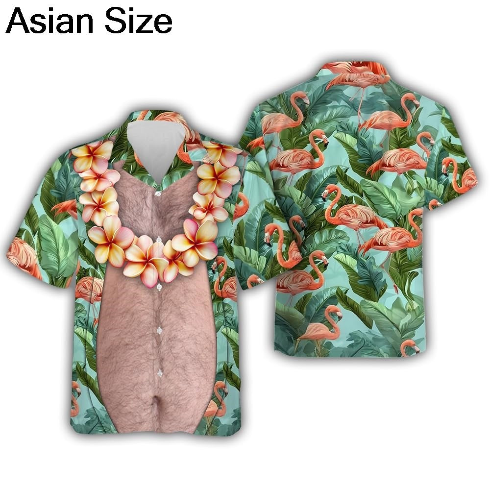 Funny Design Big Belly Hawaiian Shirts Funny Vacation Mens Shirts Casual Button Down Tropical Beach Shirts Y2k Unisex Blouses