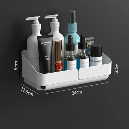 Rack de Conveniência para Banheiro Cozinha Prateleira Organizador de Maquiagem Cosméticos Shampoo Rack Prateleira de Chuveiro de Parede para Temperos Sem Perfuração