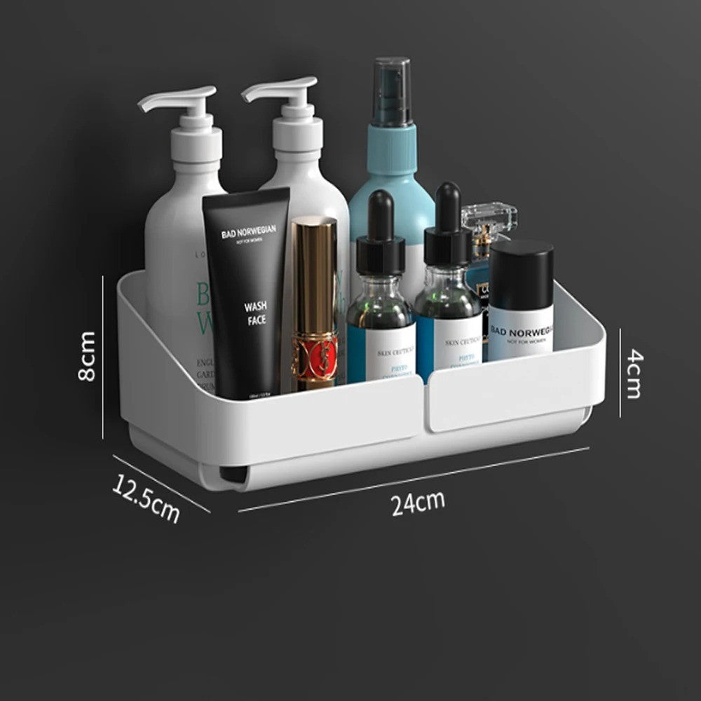 Rack de Conveniência para Banheiro Cozinha Prateleira Organizador de Maquiagem Cosméticos Shampoo Rack Prateleira de Chuveiro de Parede para Temperos Sem Perfuração