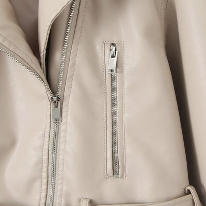 Women's Trendy Motorcycle Leather Jacket Coat European American Style Wholesale Distressed Design for Autumn