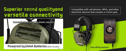PROHEAR Shooting Electronic Ear Protection 5X Sound Amplification 4 Omnidirectional Microphones Noise Reduction Hunting Earmuffs