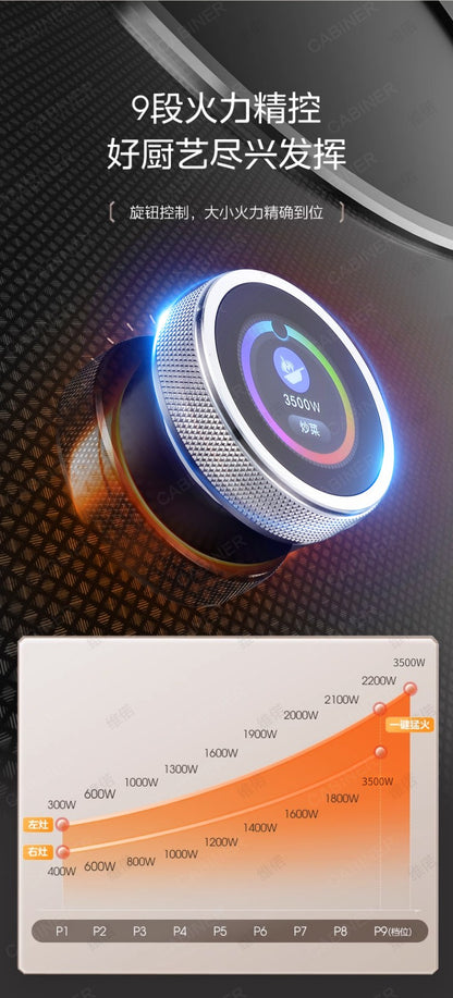 YJQ 7000W knob fire induction cooker household double stove embedded electric ceramic cooker one flat and one concave desktop