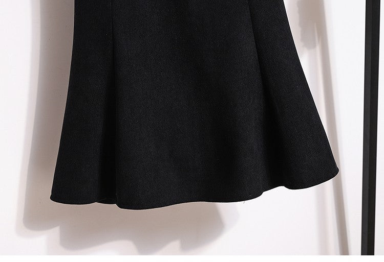 Plus Size Skirt Women 2024 Winter High Waist Elastic Velvet A Line Mermaid Skirt Korean Style Elegant Brown Or Black Long Skirts
