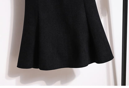 Plus Size Skirt Women 2024 Winter High Waist Elastic Velvet A Line Mermaid Skirt Korean Style Elegant Brown Or Black Long Skirts