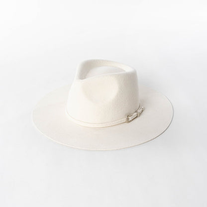 Chapéu Fedora de Feltro 100% Lã Australiana com cinto de feltro e aba larga de design moderno