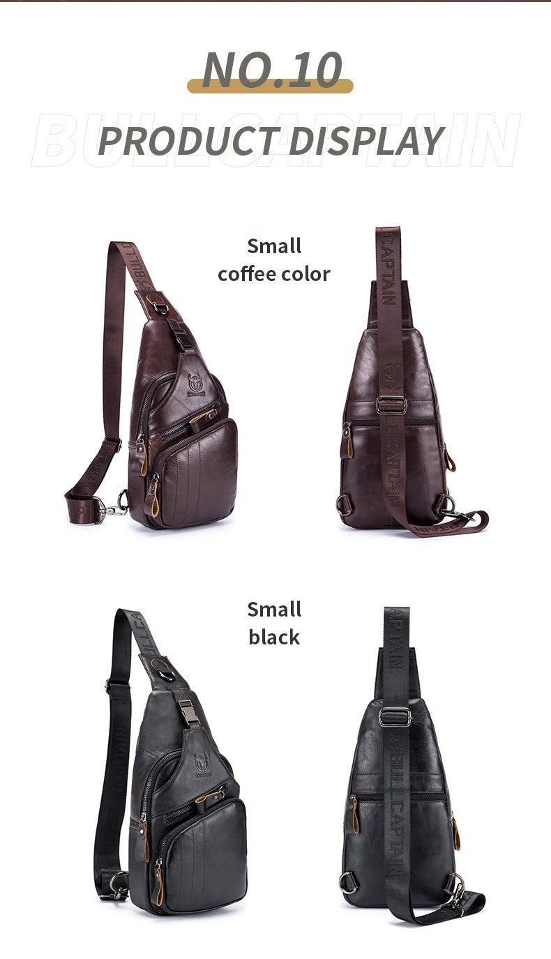 BULLCAPTAIN Bag Genuine Leather Chest Bag Men's Fashion Style Casual Straddle Bag Business Large Capacity Leather Men's Luggage