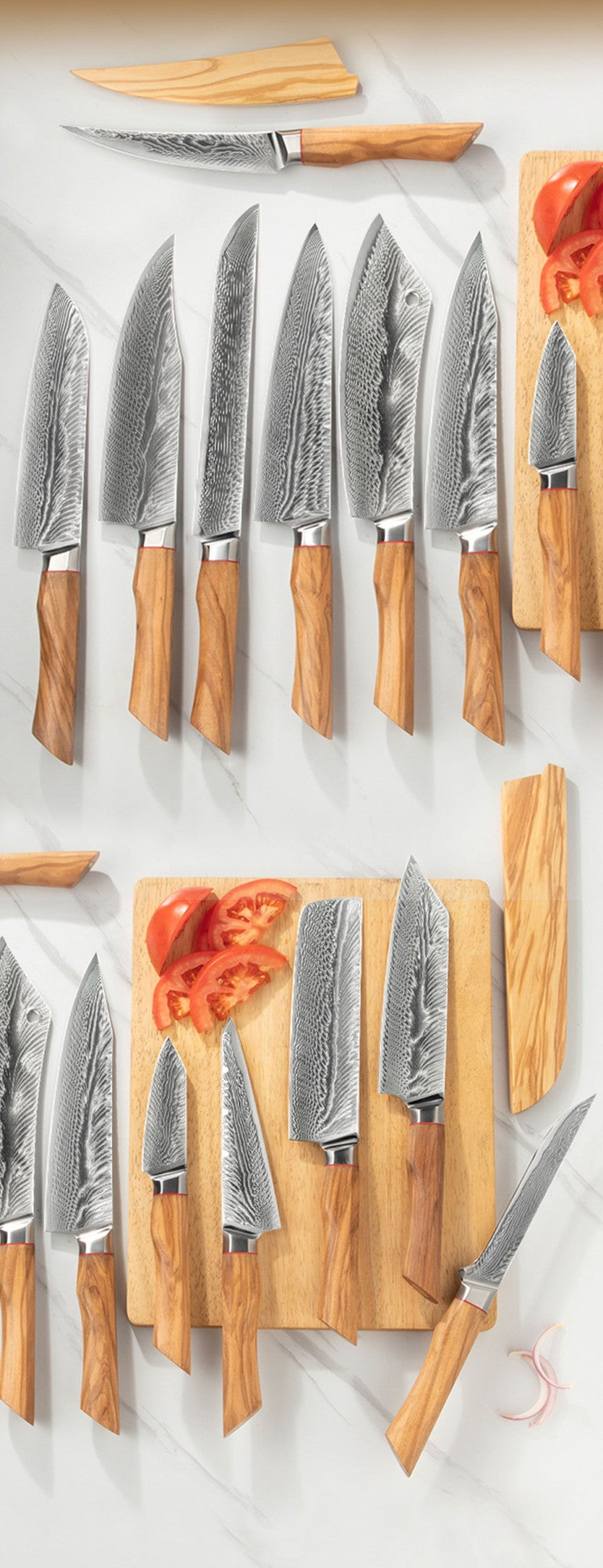 Conjunto de facas de cozinha para chef Damasco 67-LAY, faca japonesa Santoku Nakiri, faca utilitária, faca para desossar, faca de cozinha com cabo de madeira de oliveira HD