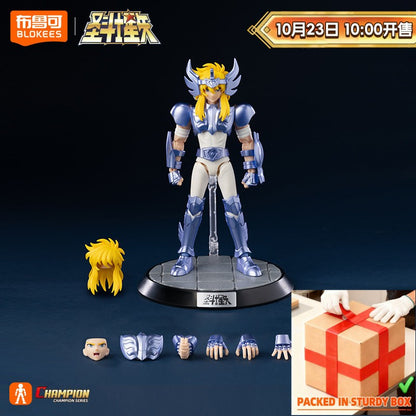 Original Blokees Saint Seiya Aquário Camoo Boneco Articulado Cisne Glacier Kit Modelo de Montagem Brinquedo Nível Campeão Novo Lançamento