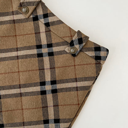 Women's Autumn Winter Vintage Plaid Short Skirt Lady Streetwear High Waist Wool&blend Mini Skirt