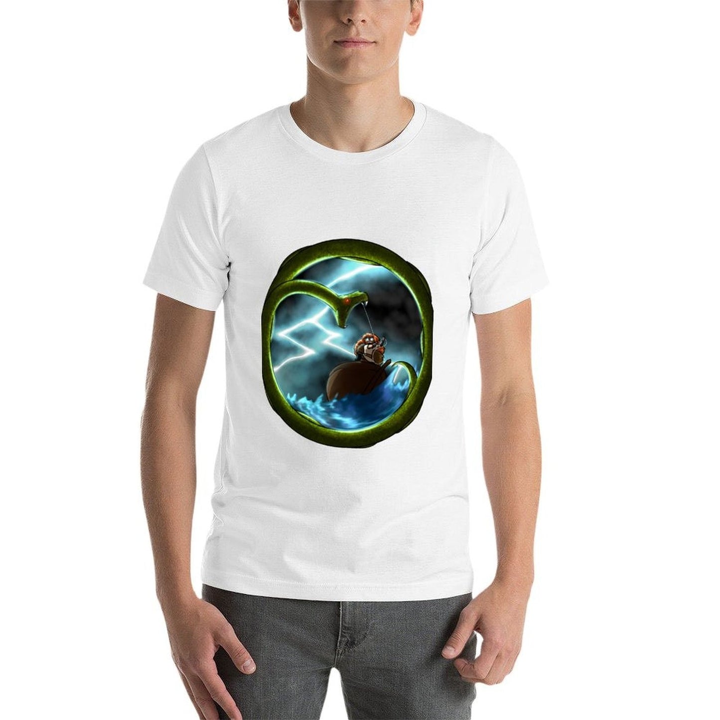 Thor vs Jormungandr T-Shirt t shirt man plain man t shirt heavy cotton T-Shirt