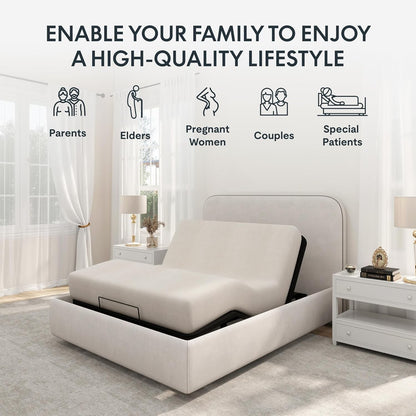 Base de Estrutura Ajustável para Cama Twin XL, Design Segmentado, Fácil Montagem, Cobertura de Tecido Oxford, Controle Remoto com Fio, Durabilidade Ultrassilenciosa