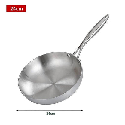 Panela de Fritar Aço Inoxidável 304, Antiaderente para Bife, Panela de Cozinha sem Revestimento para Fogão a Gás e Cooktop de Indução