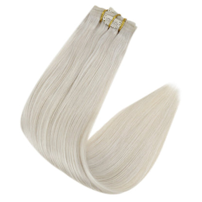 Full Shine PU Clip Hair Extensions Cabelo Humano Remy 100g Extensões Invisíveis Sem Costura de Cabelo Humano Clip-In Cor Balayage Loiro