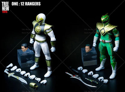Em Estoque Árvore Novos Brinquedos 1/12 Escala Poderoso Verde Branco Power Rangers 6 Polegadas Anime Boneco de Ação Conjunto Completo de Brinquedo de Presente para Fãs