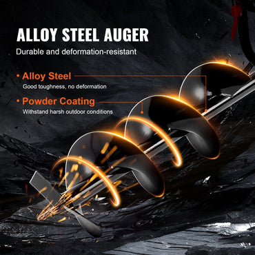 SucceBuy Fuel-powered Auger  Post Hole Digger Gas Powered Earth Auger Borer Ground Petrol Earth Auger Post 52cc/43cc Hole Digger
