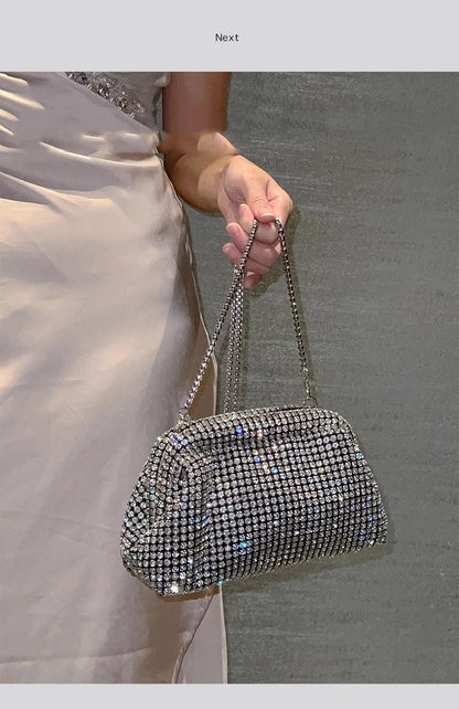 Luxury Glitter Cloud Bag Women's Handbag Crystal Shiny Rhinestones Diamond Evening Bag Wedding Party Clutch Purse Shoulder Bags