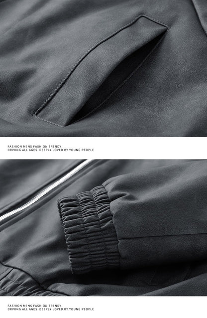 Fashion Trend Korean Slim Fit Casual Men's Leather Jacket Motorcycle Jacket New Spring and Autumn Men's Slim PU Leather Jacket