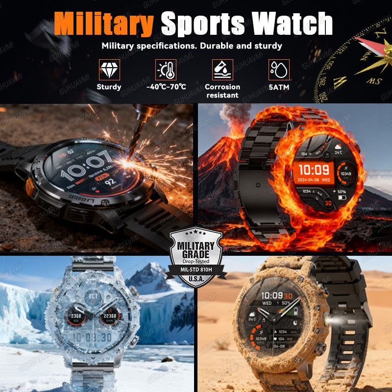 2025 Novo Smartwatch Militar T-Rex 3 Ultra Bateria de 1000mAh 5ATM À Prova D'água Lanterna Monitor Cardíaco Rastreador Esportivo Smartwatch Masculino