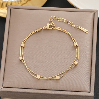 2024 New Korea New Fashion Letter D Star Simple Vintage Pendant Bracelet Woman Stainless Steel Bracelet Luxury Original Jewelry
