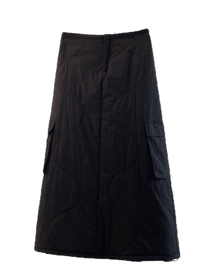 Artistic Long Thiened down Cotton f Skirt plus Size Women's Winter New Sle Fluffy Warm A-Line Skirt Commute Sle