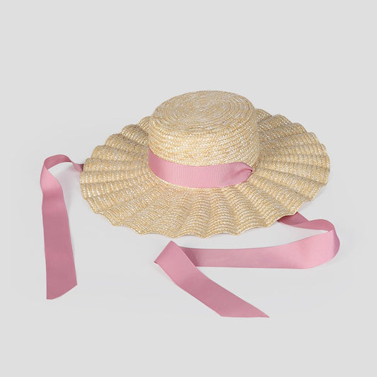 2024 Summer Straw Hat Beach Hat Women's Seaside Sun Hat Vacation Bow Ribbon Flat Top Big Brim Straw Hat praia ??