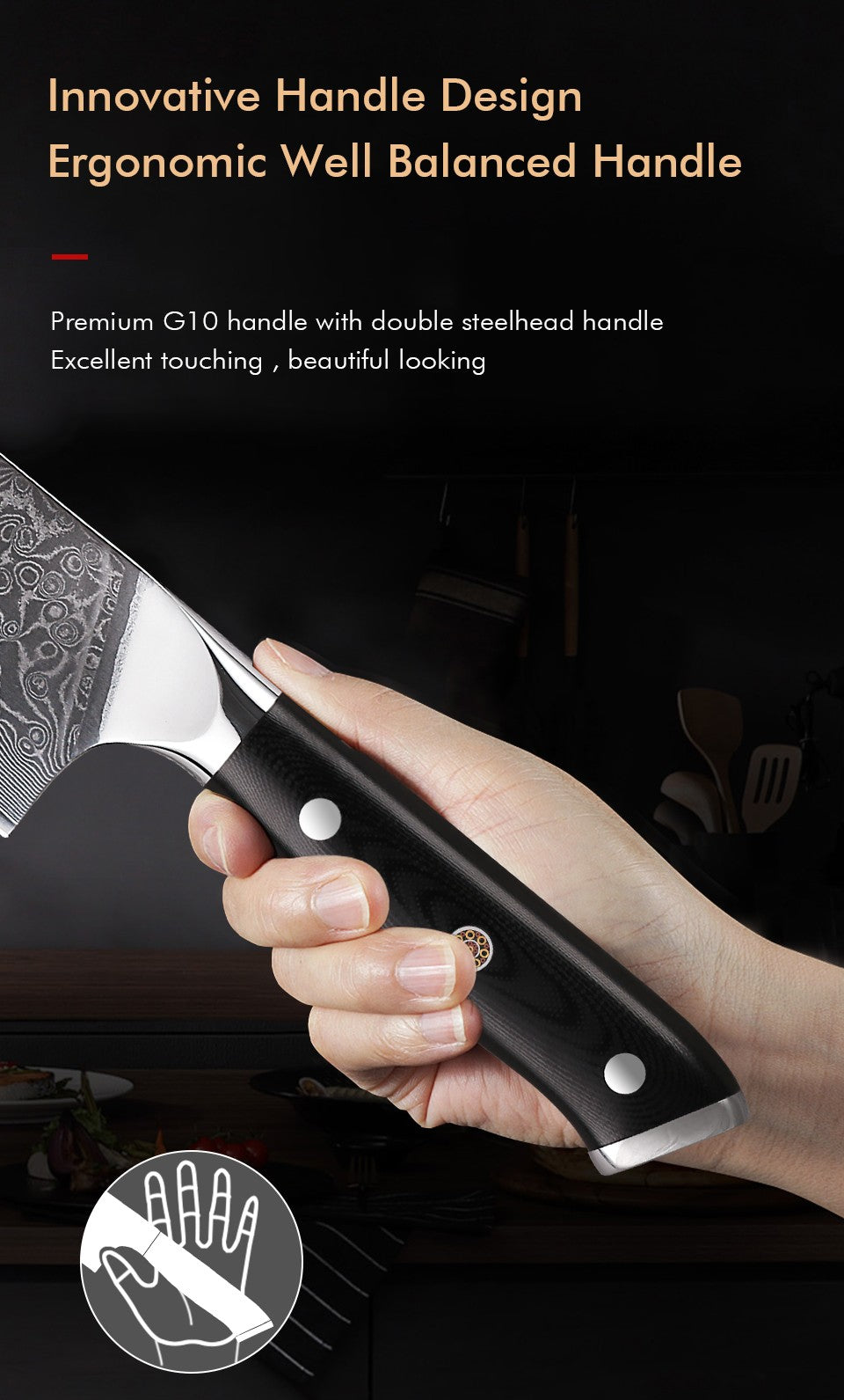 TURWHO 8.5" Kitchen Gyuto Knives 67 Layer Damascus Steel Professional Chef Knife Sharp Meat Cleaver Slicing Kitchenware Tools