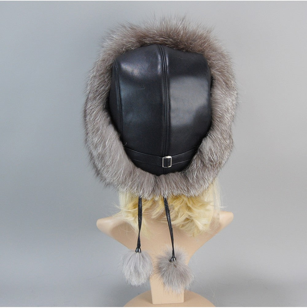 Nova Touca de Luxo de Inverno 100% Pelo de Raposa Natural Toucas de Pelo de Raposa Real de Qualidade para Mulheres Toucas de Pelo de Raposa Genuíno para Meninas