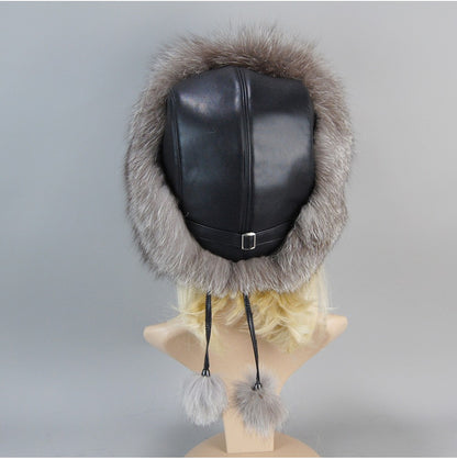 Nova Touca de Luxo de Inverno 100% Pelo de Raposa Natural Toucas de Pelo de Raposa Real de Qualidade para Mulheres Toucas de Pelo de Raposa Genuíno para Meninas