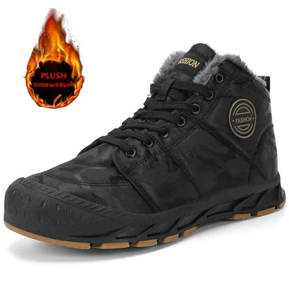 Botas de Neve Masculinas de Inverno Super Quentes Botas de Caminhada Masculinas Impermeáveis Botas Masculinas de Exterior Tênis Antiderrapantes de Borracha Botas Masculinas de Trabalho de Cano Curto