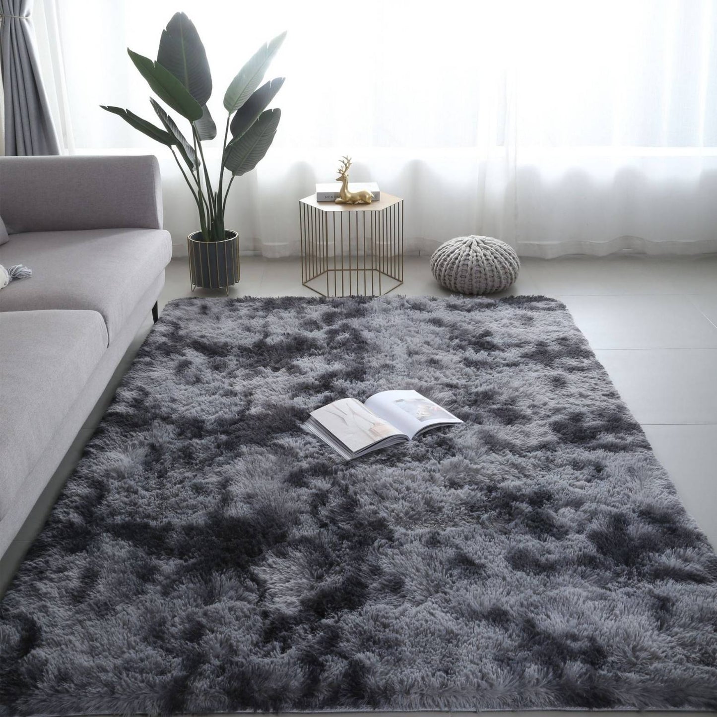VIKAMA Tie-dyed Fluffy Carpets For Living Room Decor Bedside Rug Warm Plush Floor Mats Children's Room Play Mats Furry Carpet