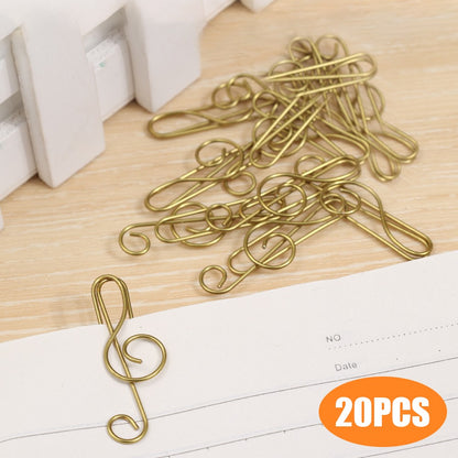 Metal Creative Music Note Shaped Creative File Clamp Paper Clips Bookmark Holder Paper Decorative Clip for Office School Home