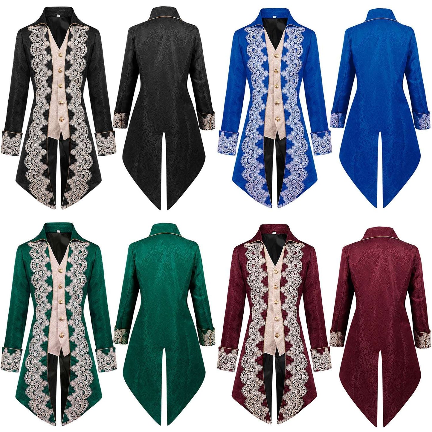 Men's cool steampunk gothic Victorian stylejacket cosplay retro purple velvet tailcoatmedieval dress uniform Renaissance cloth