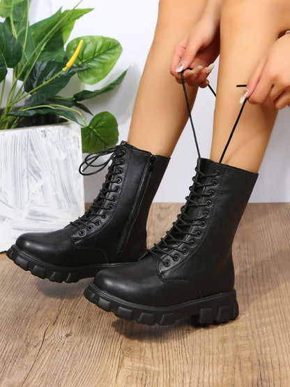 Autumn winter plus size new shoes Women Fashion Laceup Boots Chelsea Zipper Ladies  Sports Casual Heel  platform