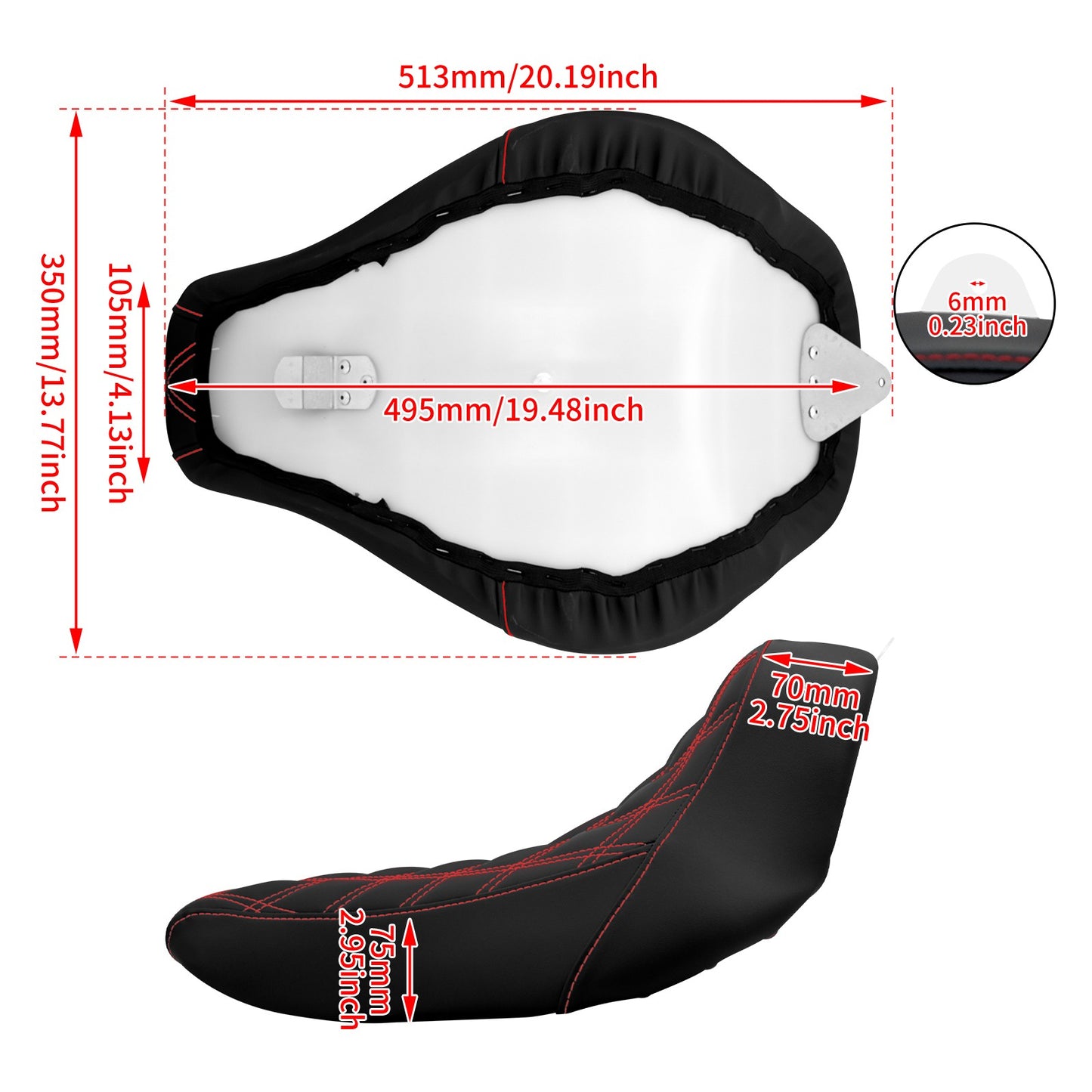 Banco de Couro com Amortecimento e Perfil Baixo Tipo Diamante Para Motocicleta Harley Softail Fat Boy Breakout FLSTF FXBRS 2018-2023