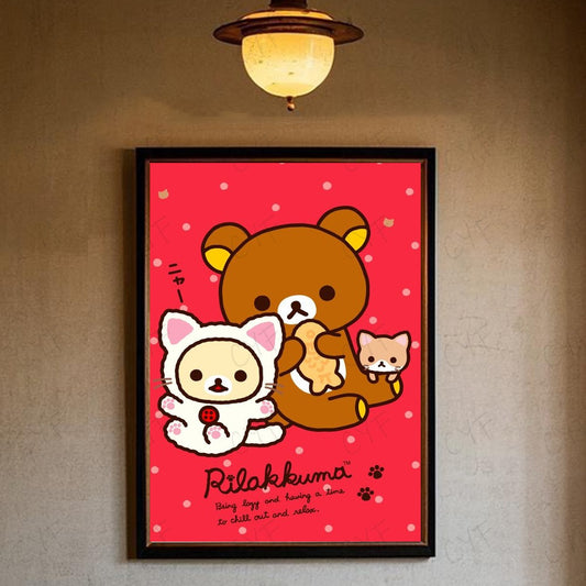 Cute Cartoon Anime R-Rilakkuma Poster High Quality Wall Art for Home Office Bedroom Living Room Hallway Bar Perfect Gift Idea