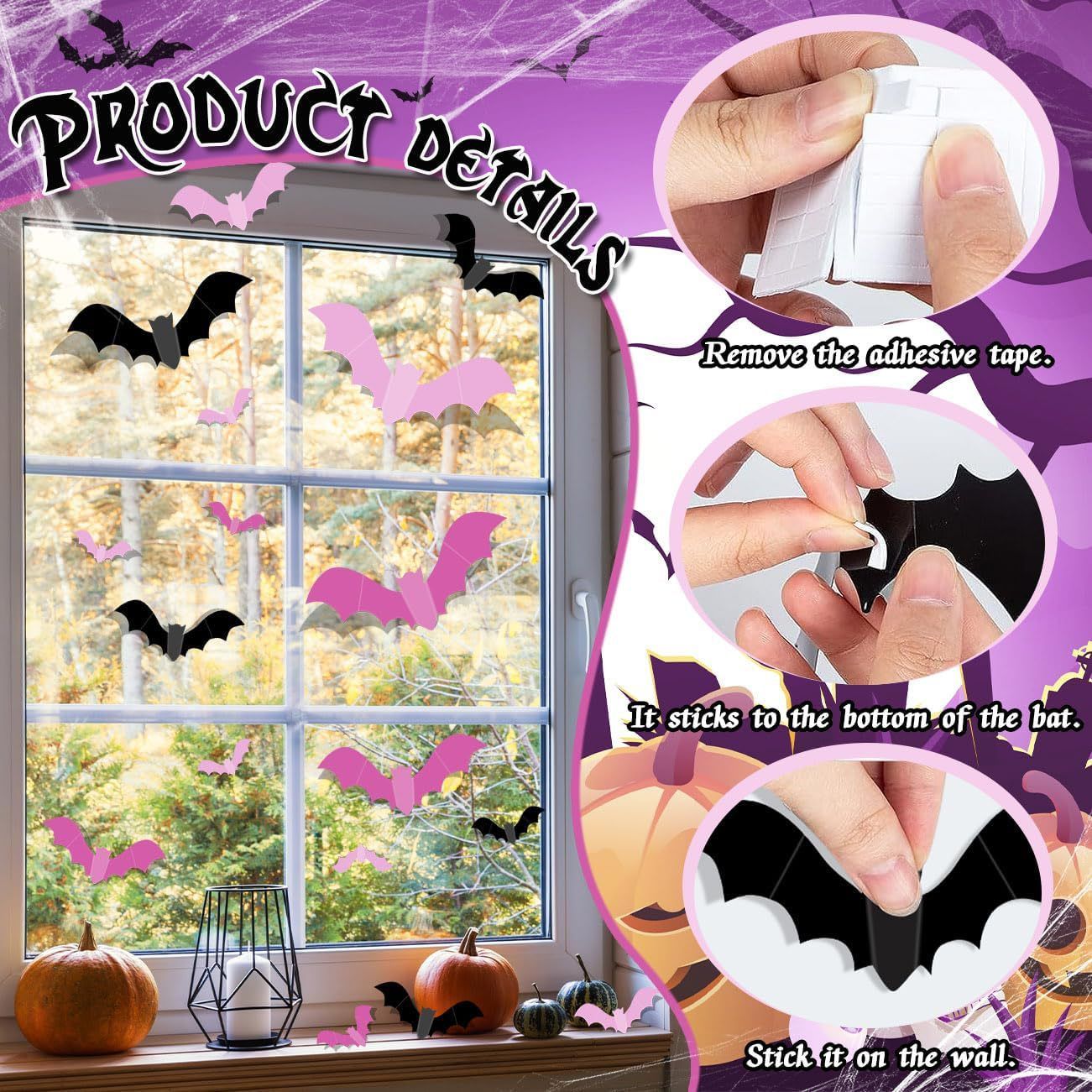 24/48pcs 3D Bat Wall Stickers Spooky PVC Bat Halloween Indoor Decorations Reusable Durable Bats Sticker Party Festival Supplies