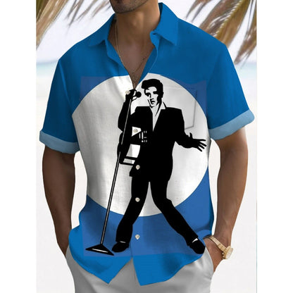 Music Men's Casual Shirt Rock Band 3d Print Guitar Hawaiian Shirt Men Summer Casual Short Sleeved Breathable Shirt Men Clothing