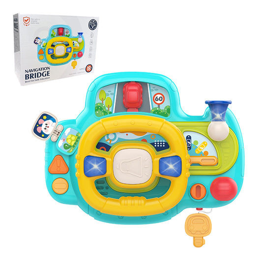 Baby Electric Steering Wheel Simulation Driving Vocal Toys for Car Seats and Stroller Educational Toys for 0-36 Months Toddlers