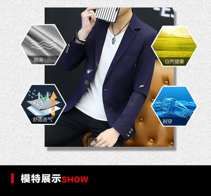 2025 Men's Autumn Casual No Slit Printing Leisure   blazer