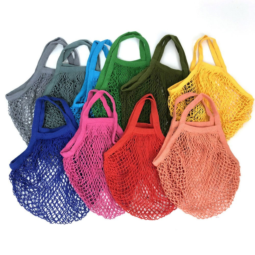 Silicone World 1PC Portable Reusable Grocery Mesh Bag Cotton Shopping Mesh Bags Handheld Shoulder Back Fruit Vegetable Net Bag