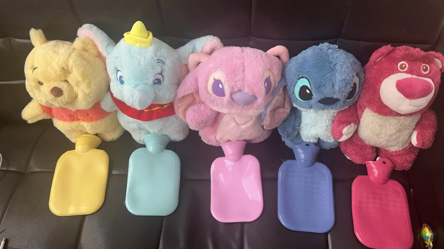in stock Disney Stitch Angel Lotso Pooh Bear Dumbo Plush Hand Warm Bottle Hot Water Bottles Portable Warm Hand Bag Girl Gift
