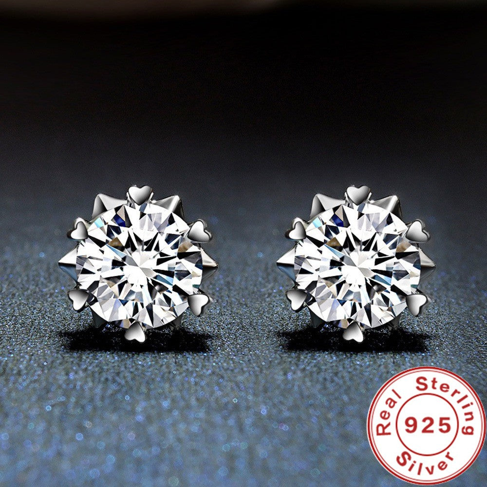 Luxury Brand Jewelry 925 Sterling Silver AAA Zirconia Flower Earrings for Women Engagement Jewelry Gift