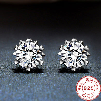 Luxury Brand Jewelry 925 Sterling Silver AAA Zirconia Flower Earrings for Women Engagement Jewelry Gift