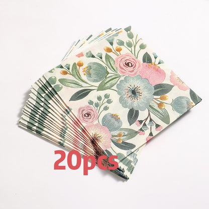 20 pieces per pack of Ins-style gentle country flower napkins, Western cuisine afternoon tea baking decoration paper placemats,