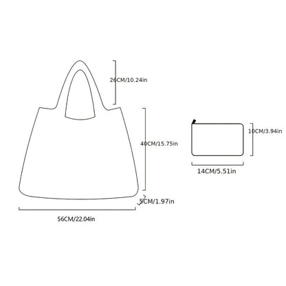 New Fashion Bag Foldable Shopping Bag Reusable Grocery Storage Bag Nylon Portable Shoulder Handbag Travel Tote Bag