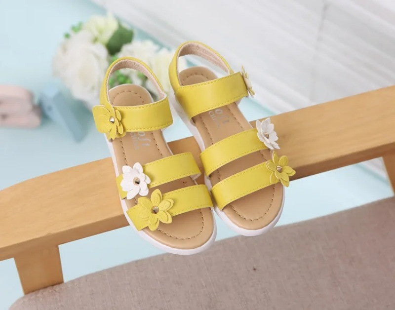 Girls Sandals Gladiator Flowers Sweet Soft Children Beach Shoes Kids Summer Floral Sandals Princess Fashion Cute High Quality