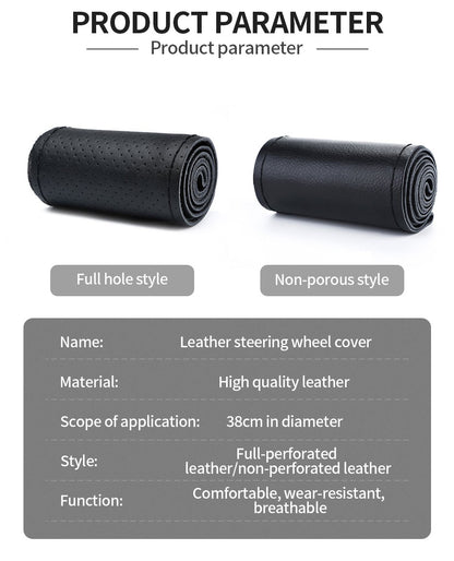 Capa de Volante SEAMETAL de Couro Genuíno com Agulhas e Linha, Trança DIY para Carro, Diâmetro 37-38cm